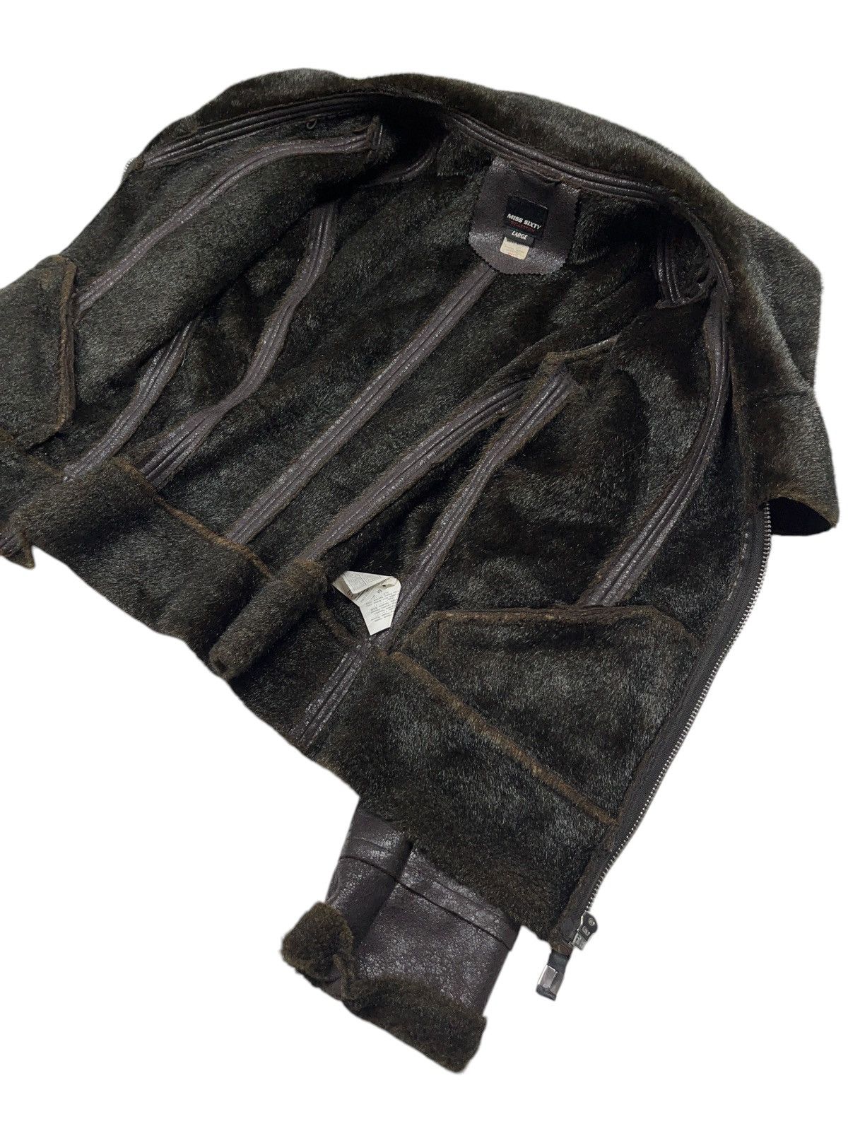 Miss Sixty Vintage Miss Sixty Faux Fur Biker Shearling Jacket Size L / US 10 / IT 46 - 8 Thumbnail