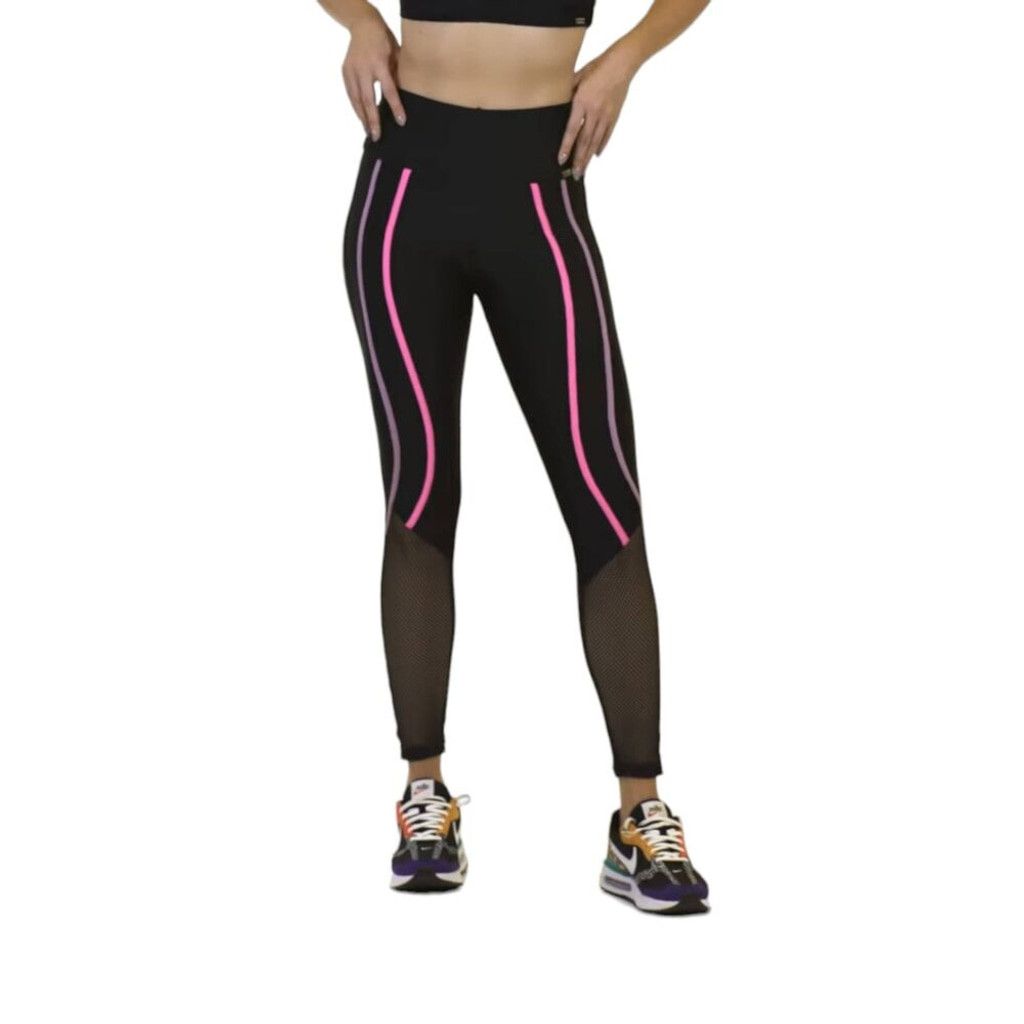 Other Cajubrasil Women Size M High Waist LeggingBlack Pink Stripe Size 27" / US 4 / IT 40 - 1 Thumbnail