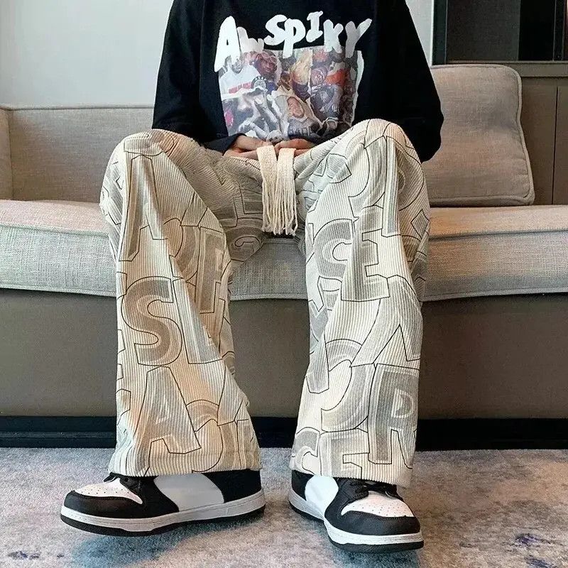 Japanese Brand × Vintage Punk rock Abstract Alphabet Print Drawstring Wide Leg Pants Size US 31 - 2 Thumbnail