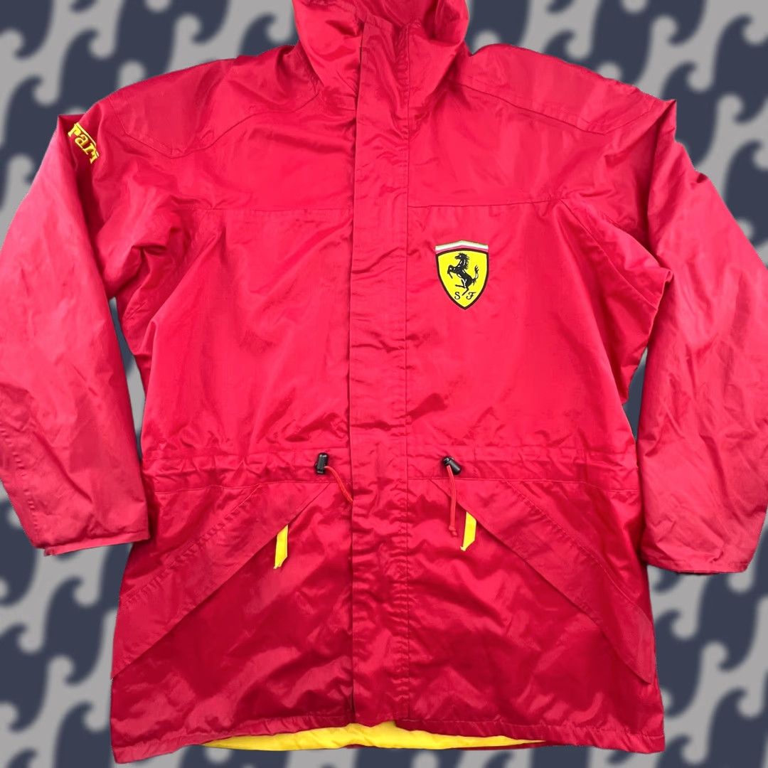 Ferrari Ferrari Vintage 1995 F1 Jacket Parka Mens XL Red Racing 90s Formula One Red Windbreaker Full Zip Hooded Water Resistant 80s 90s Mens Size US L / EU 52-54 / 3 - 1 Thumbnail