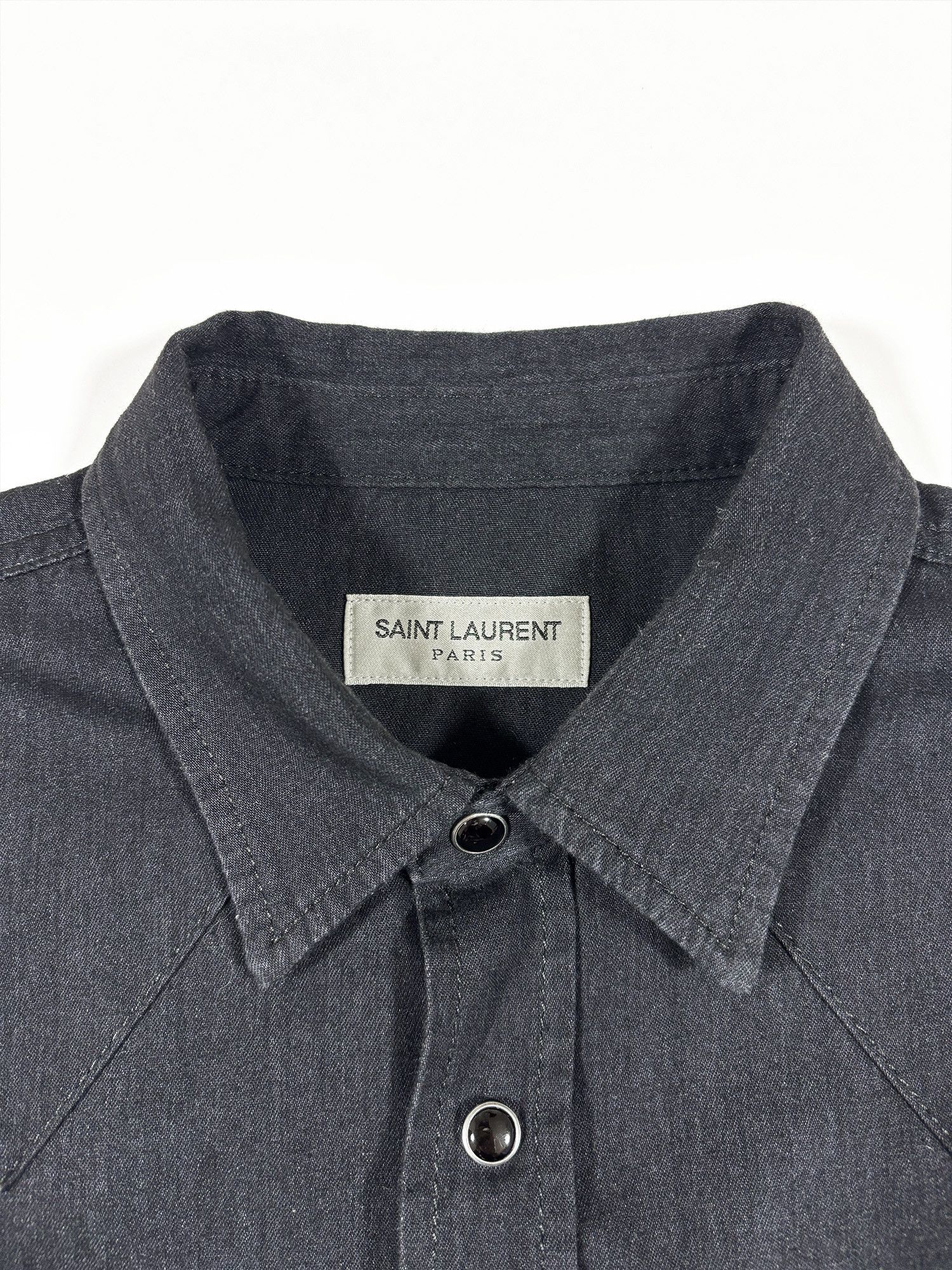 Saint Laurent Paris Saint Laurent Classic Western Shirt Black Rinse Denim Size US M / EU 48-50 / 2 - 6 Thumbnail