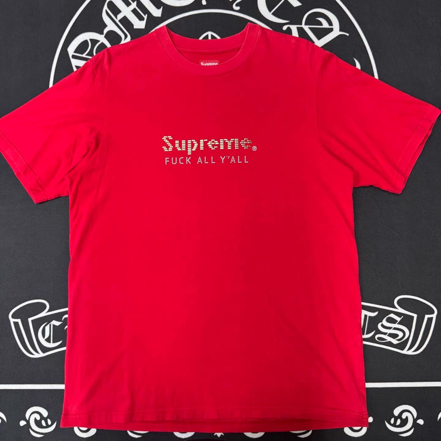 Supreme Supreme Gold Bars Tee “Fuck All Y'all” Red | Grailed