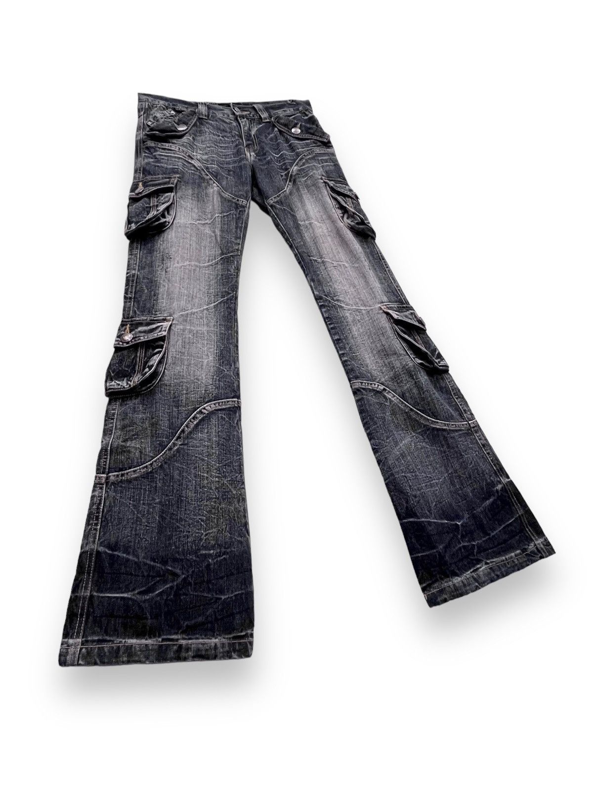 LOWBOX × Seditionaries LOWBOX JAPAN Punk Distressed Whisker Multipocket Flare Denim Size US 29 - 4 Thumbnail
