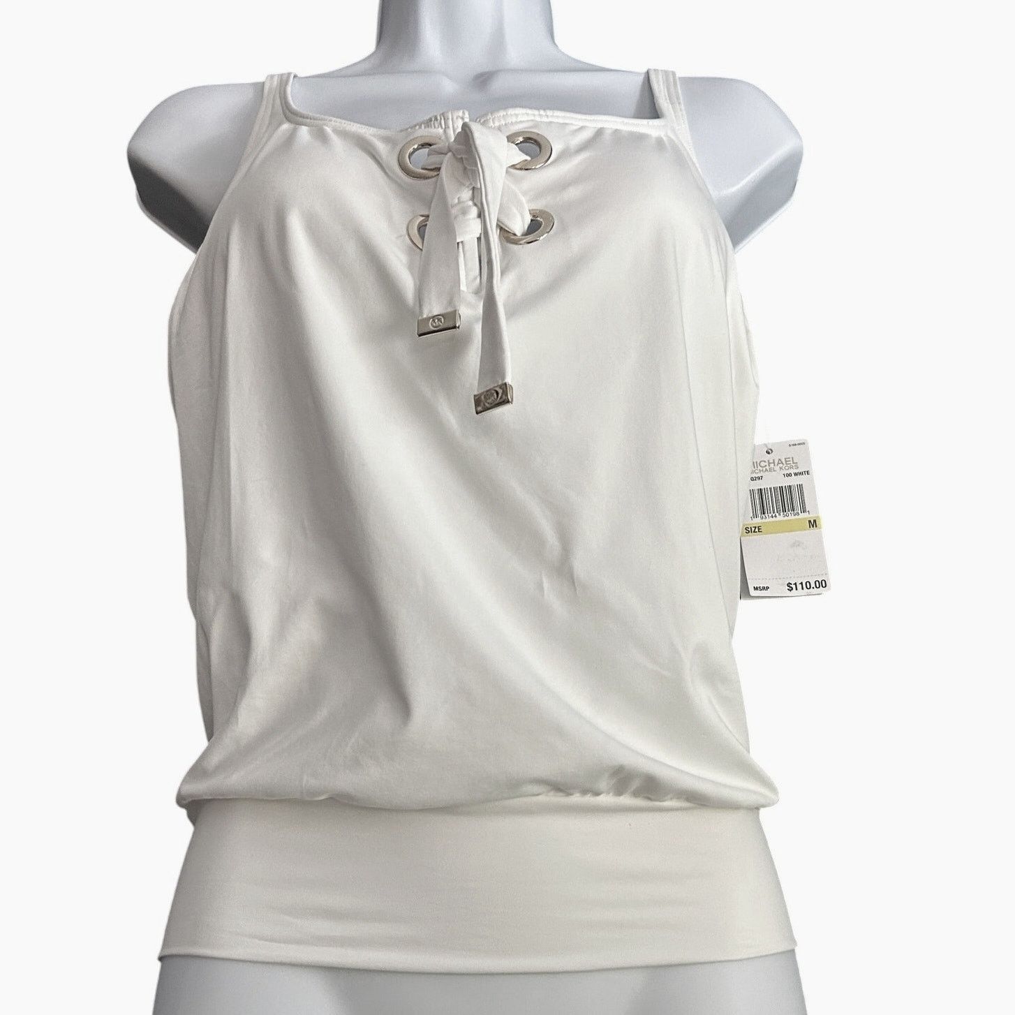 Michael Kors Michael Kors Tankini Swim Top Size M, White, Gold Grommets Size M / US 6-8 / IT 42-44 - 2 Thumbnail
