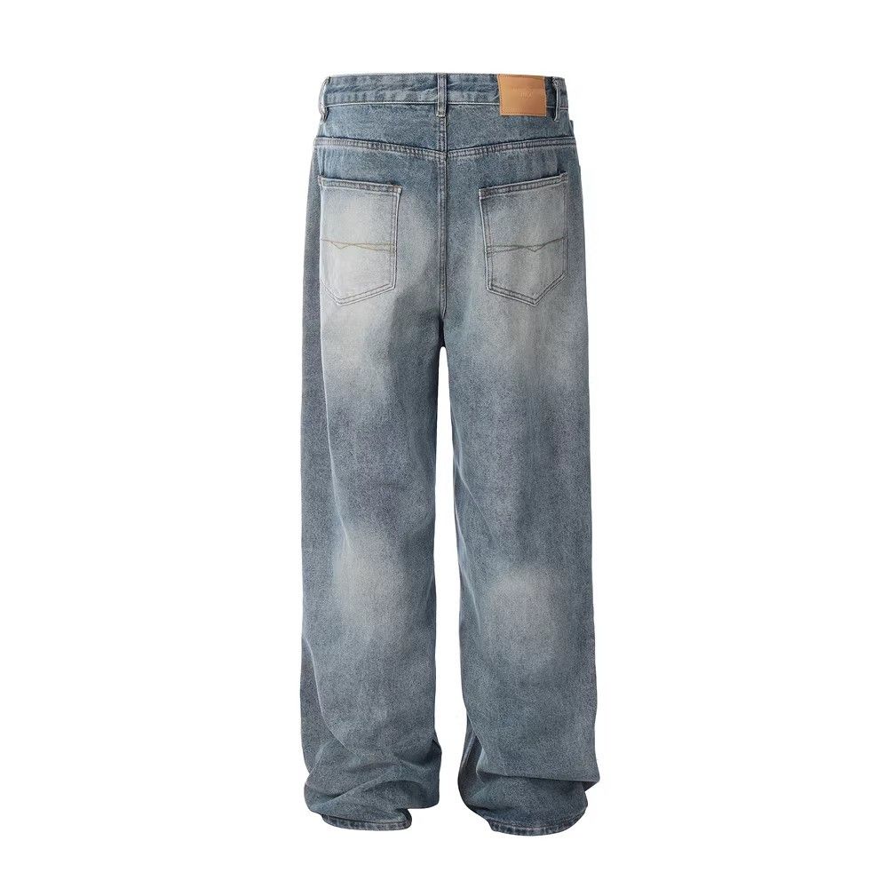 Japanese Brand × Jean Men's loose distressed washed denim wide-leg pants Size US 34 / EU 50 - 3 Thumbnail