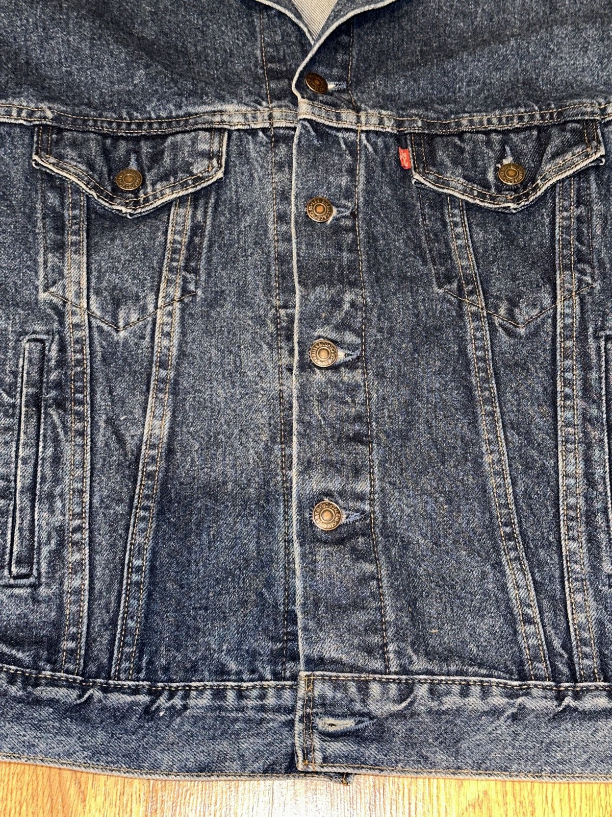 Vtg 90s Levi's Dark Wash Denim Trucker Jacket 70507 0218