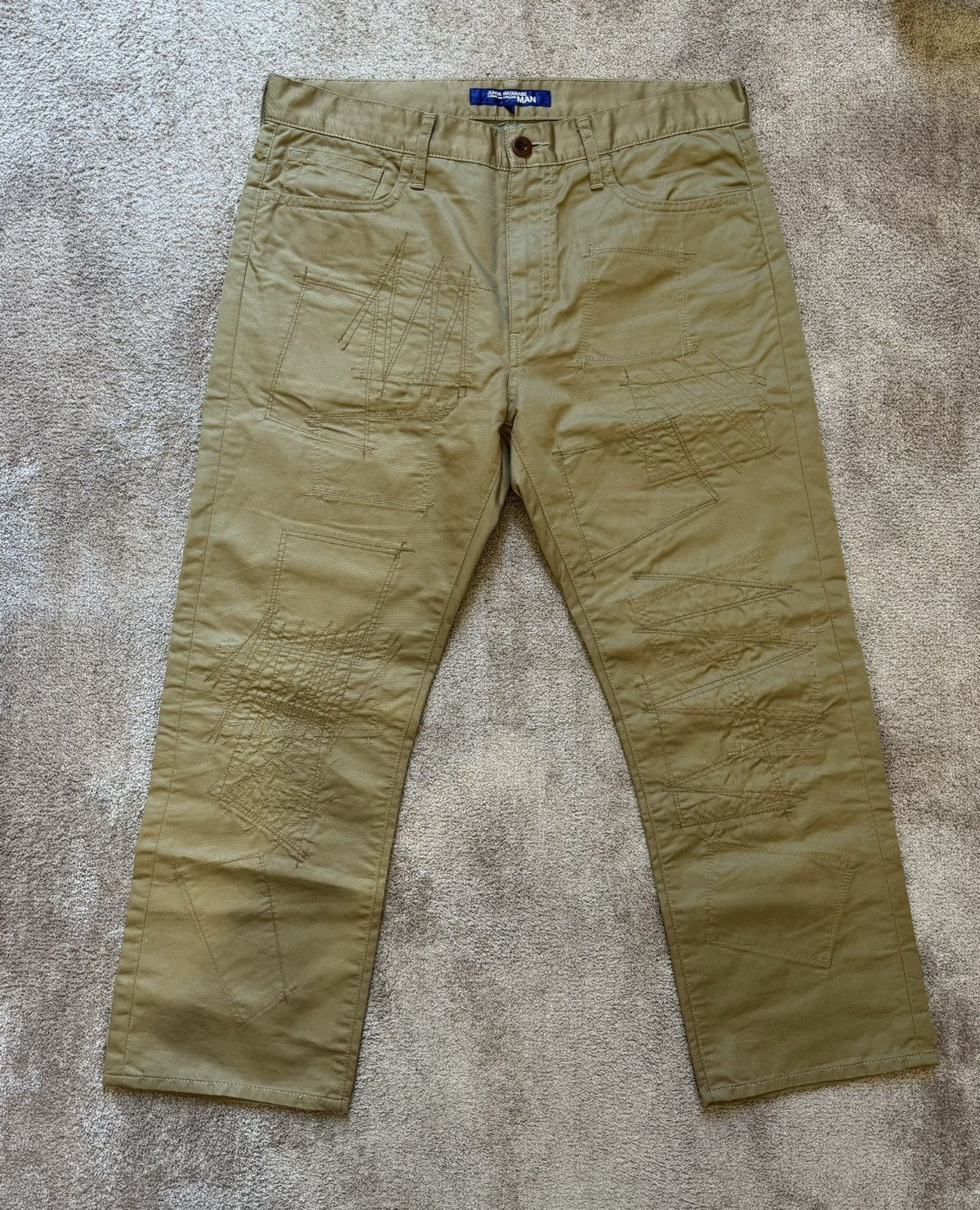 image of Comme Des Garcons x Junya Watanabe Reworked Tapered Slim Chino Size L in Beige, Men's