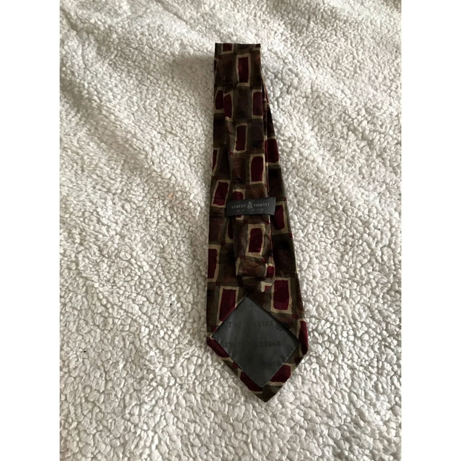 Robert Talbott Robert Talbott Studio Tie Geometric Rectangles Brown Classic 57-60in Men Tied USA Size ONE SIZE - 6 Thumbnail