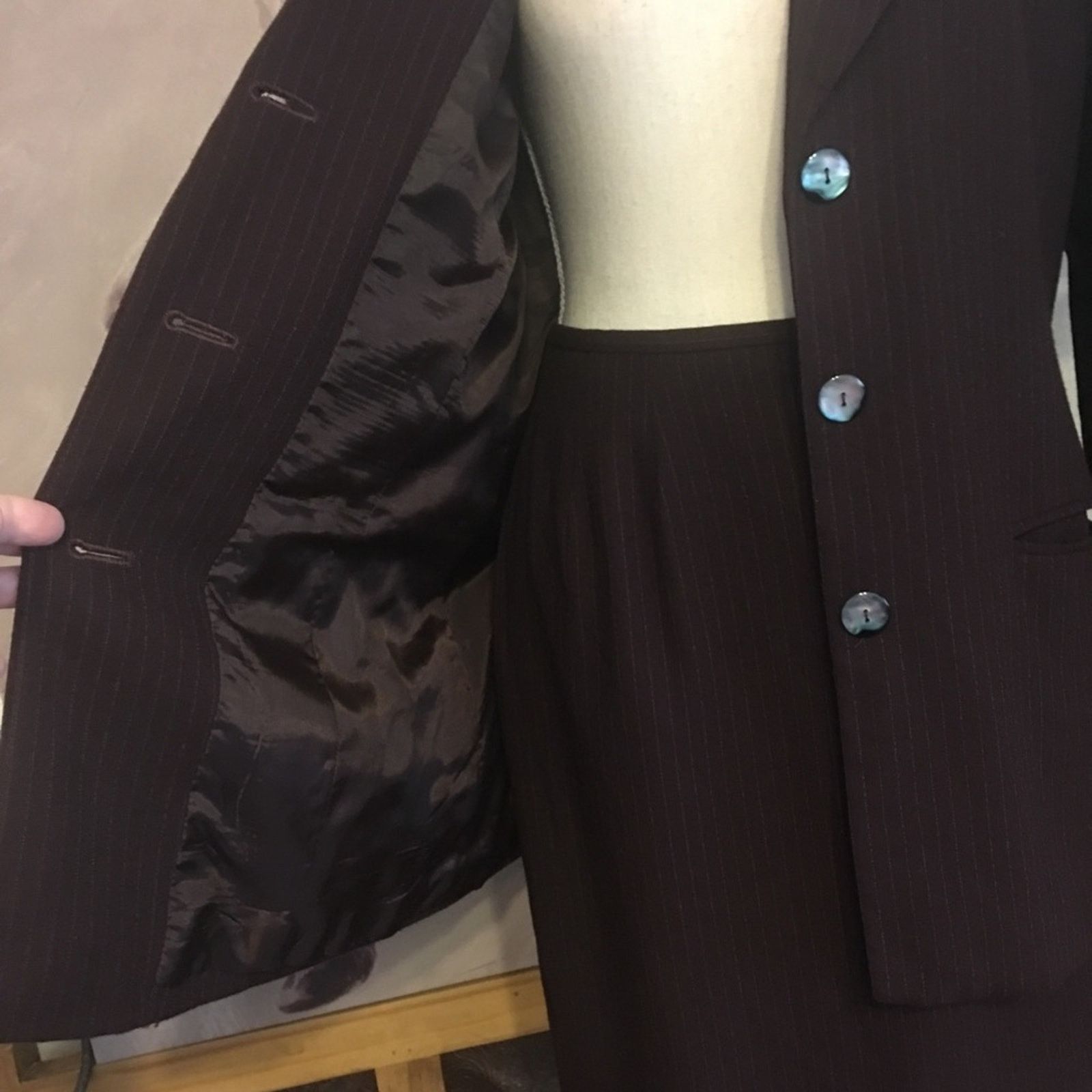 Vintage Vintage 90s En Avance pinstripe skirt suit 10 Size L / US 10 / IT 46 - 7 Thumbnail