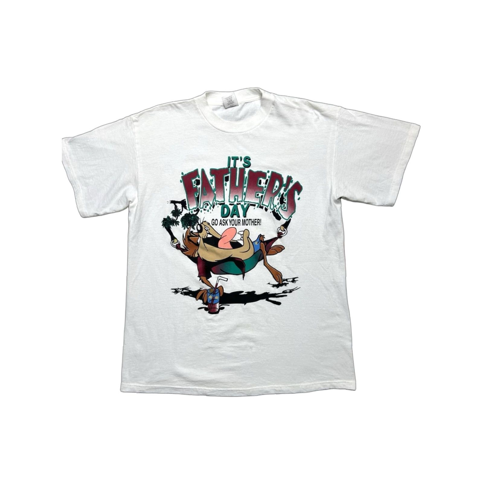 Vintage VINTAGE 90s Looney Tunes Taz T-Shirt Mens Large White Funny Graphic Cartoon Father’s Day Shirt Size US L / EU 52-54 / 3 - 1 Thumbnail