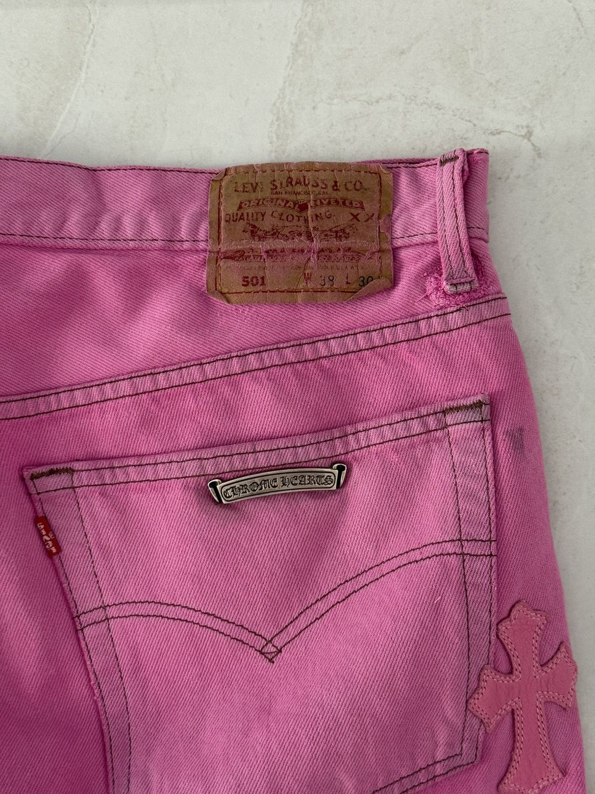 Chrome Hearts Chrome Hearts Pink Sex Record Levis 501 Baggy Sz.34 Size US 34 / EU 50 - 12 Thumbnail