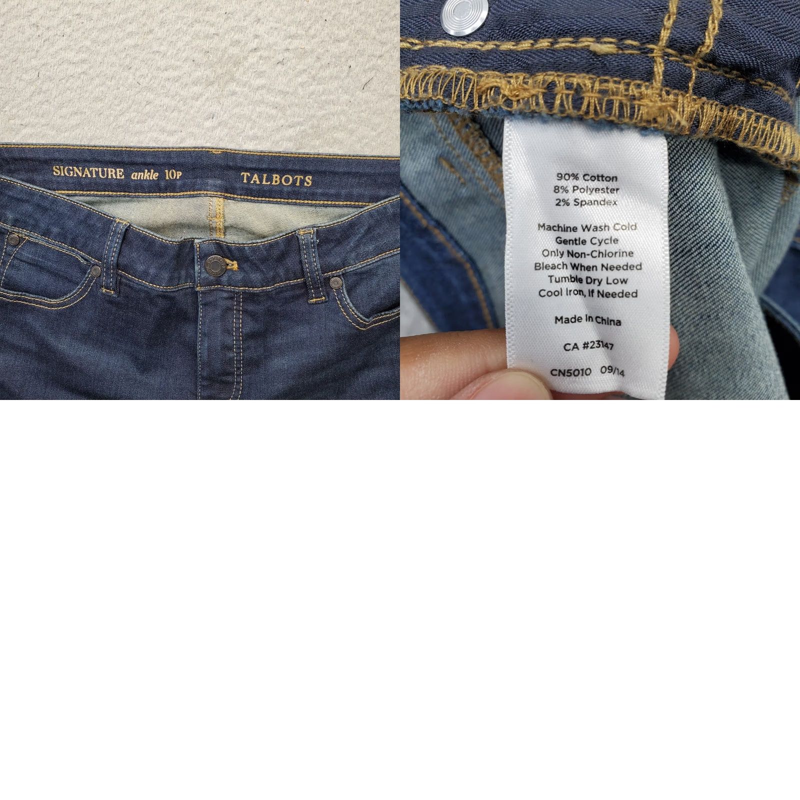 Talbots Talbots Signature Ankle Jeans Womens 10P Blue Denim Whiskered Straight Leg Jeans, Petites, 5-Pocket, Cotton Denim, Regular Fit, Inseam 26.5" Size 32" / US 10 / IT 46 - 8 Thumbnail