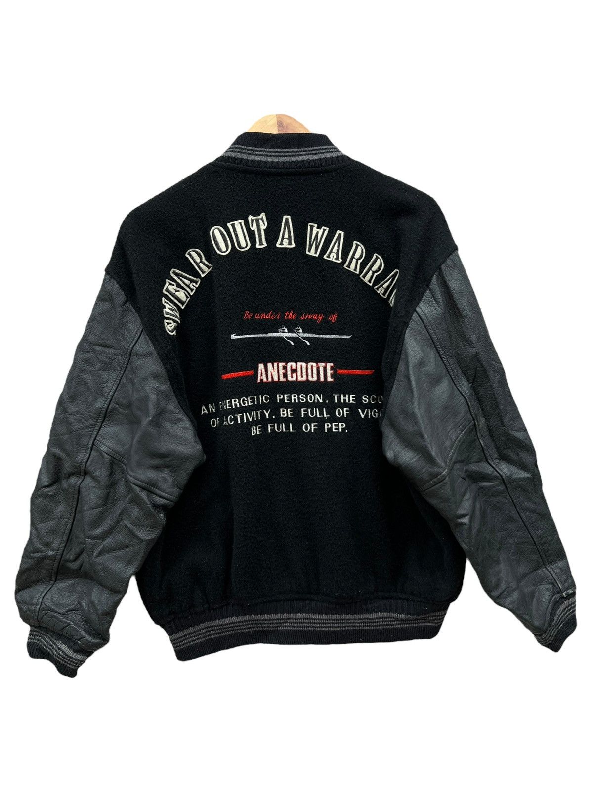 Sports Specialties Vintage Anecoote Embroidered Black Leather Varsity Jacket Size US L / EU 52-54 / 3 - 1 Thumbnail