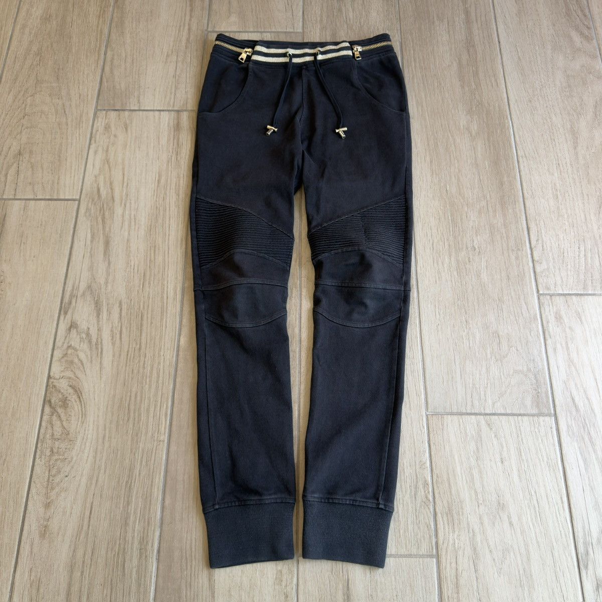 Balmain Gold Gimmick Zipper Jogger Biker Sweatpants Size US 28 / EU 44 - 1 Thumbnail