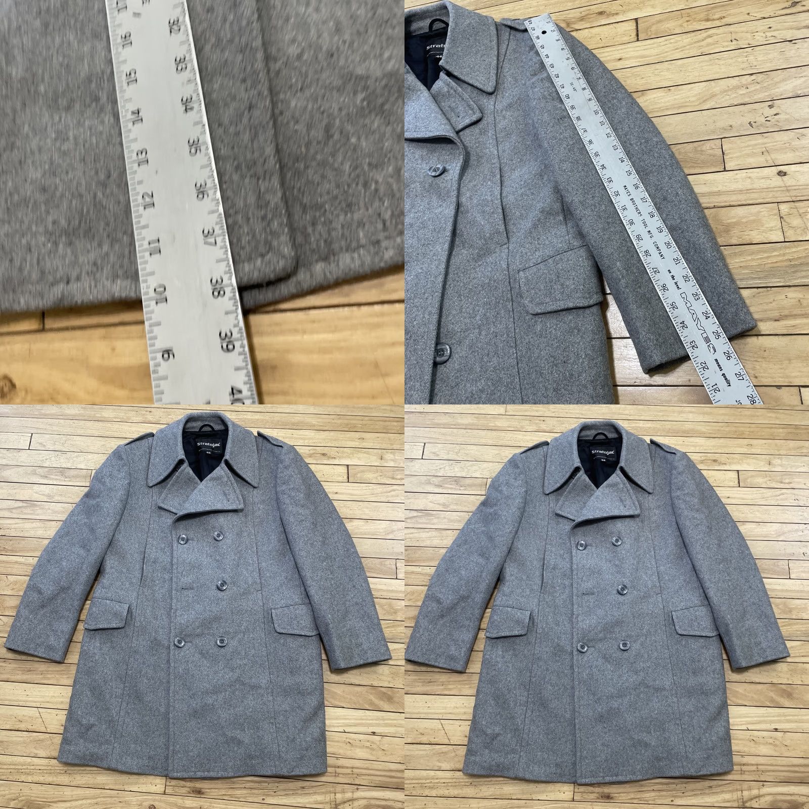 Doublet VINTAGE Stratojac Jacket Coat Gray 44 Double Breasted Wool Overcoat Heavyweight Mens 44R Epaulets Peak Lapel Vintage Overcoat Size US S / EU 44-46 / 1 - 9 Thumbnail