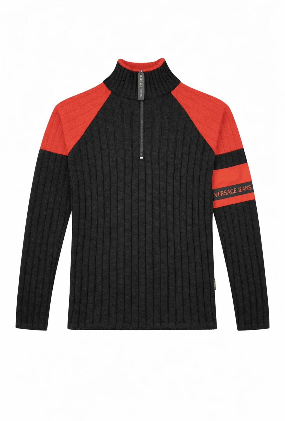 Versace Versace Logo Black Wool Knit 1/4 Zip Sweater Size XS / US 0-2 / IT 36-38 - 2 Thumbnail