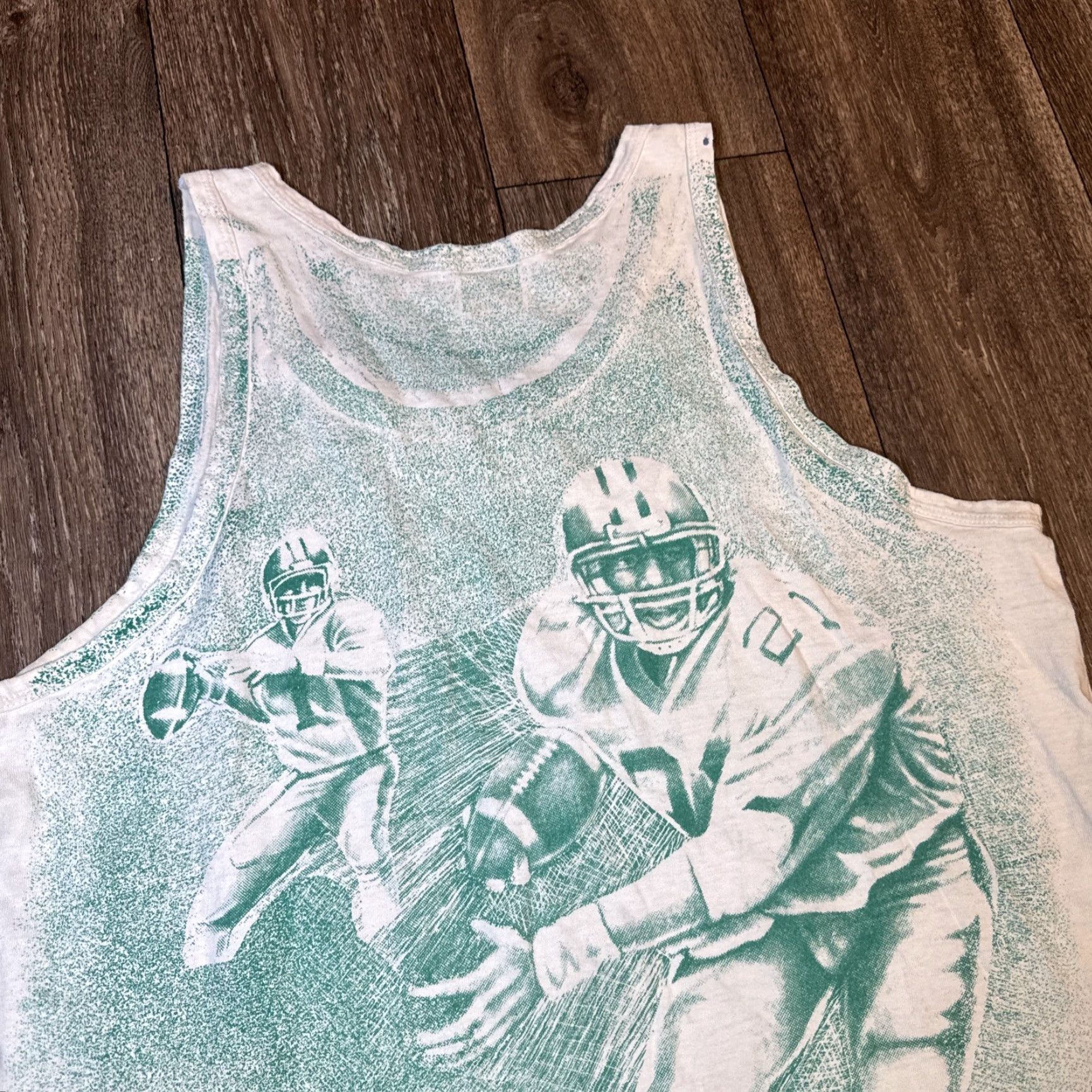 Anvil VINTAGE University of Miami Hurricanes All Over Print Tank Top T-Shirt Large Mens L White 90s Size US L / EU 52-54 / 3 - 7 Thumbnail
