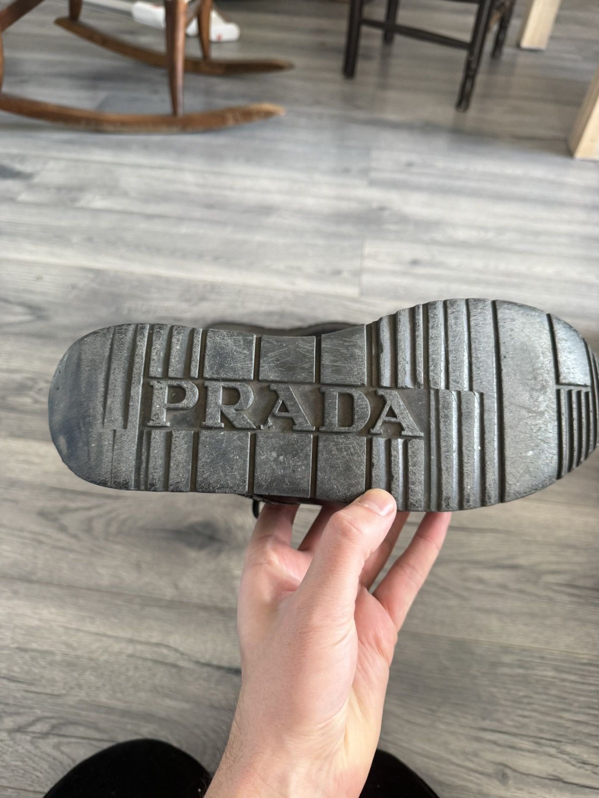 Prada Black Leather Lace-Up Boots with Chunky Sole Size US 9.5 / EU 42-43 - 5 Thumbnail