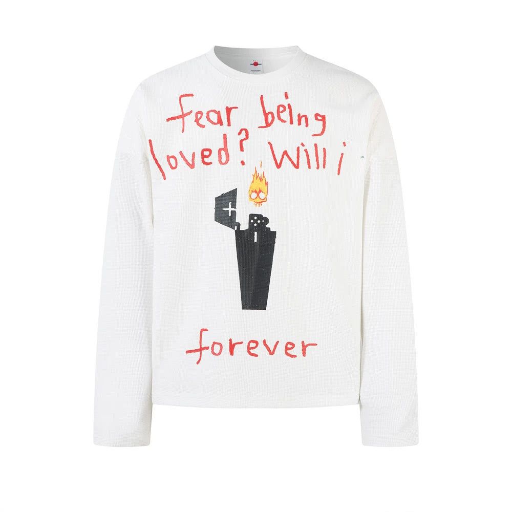 Vintage Men's loose graffiti skull print waffle long-sleeved T-shirt Size US M / EU 48-50 / 2 - 1 Thumbnail