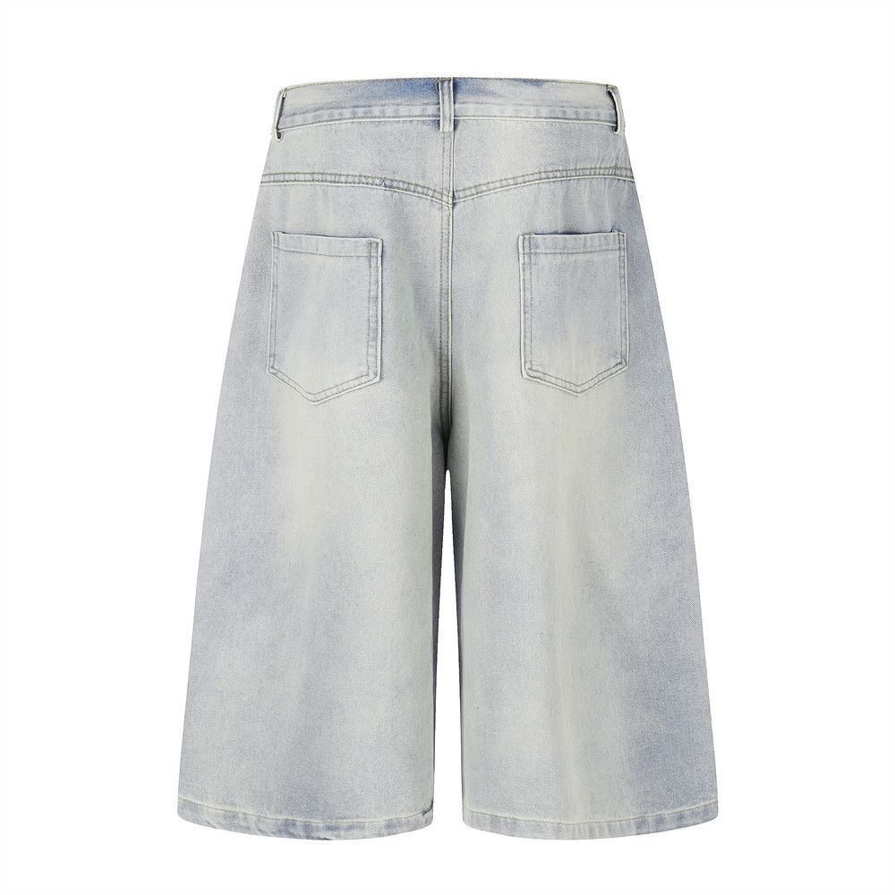 Vintage American Distressed Denim Shorts with Letter Embroidery Size US 32 / EU 48 - 2 Thumbnail