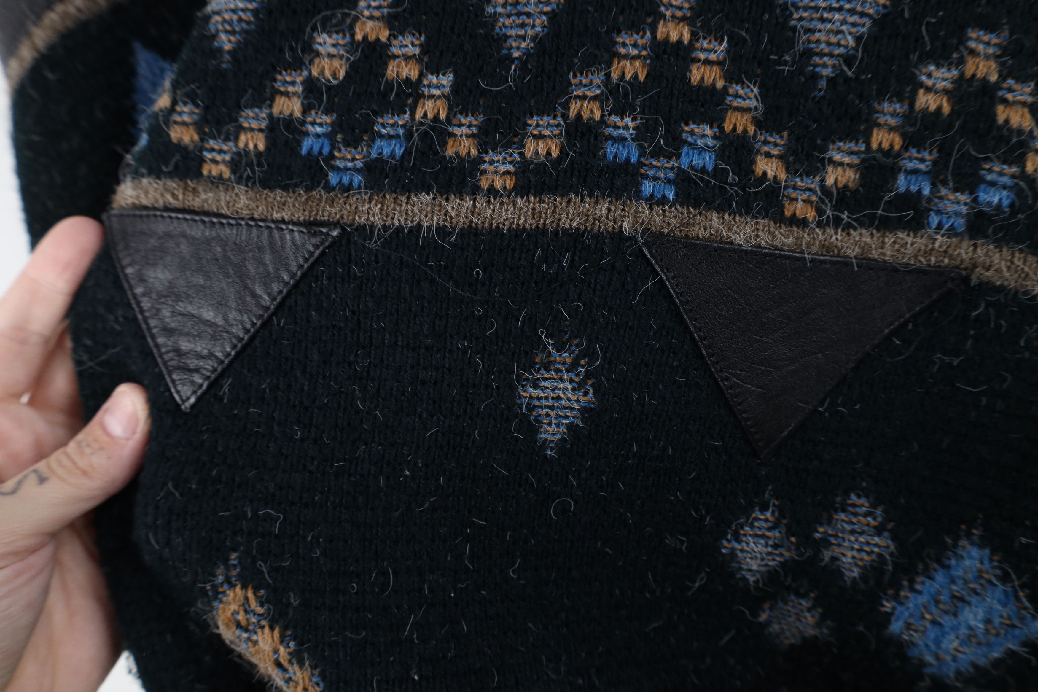 Vintage Vintage 90s Coogi Style Trim Striped Diamond Knit Sweater Size L / US 10 / IT 46 - 7 Thumbnail