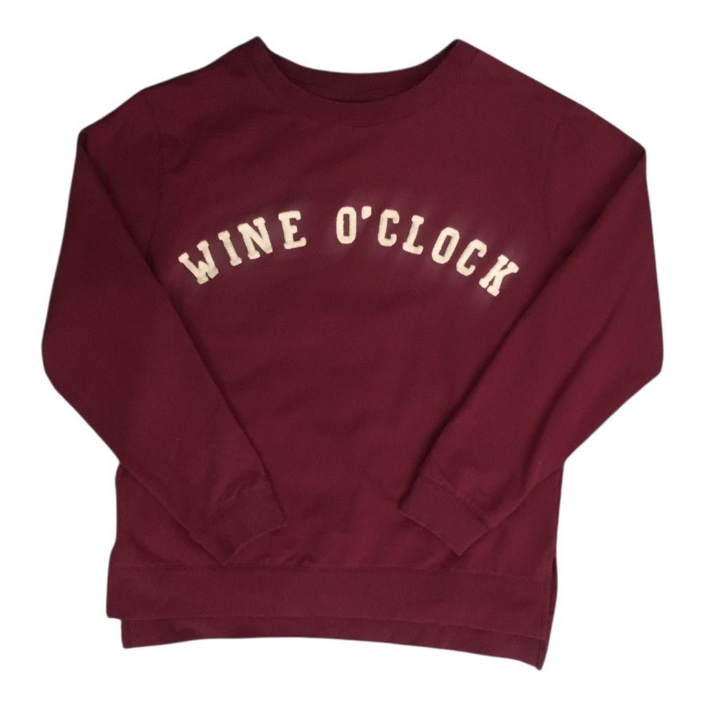 Other Medium Burgundy Pullover Crewneck Sweatshirt Wine O'Clock Size M / US 6-8 / IT 42-44 - 3 Thumbnail