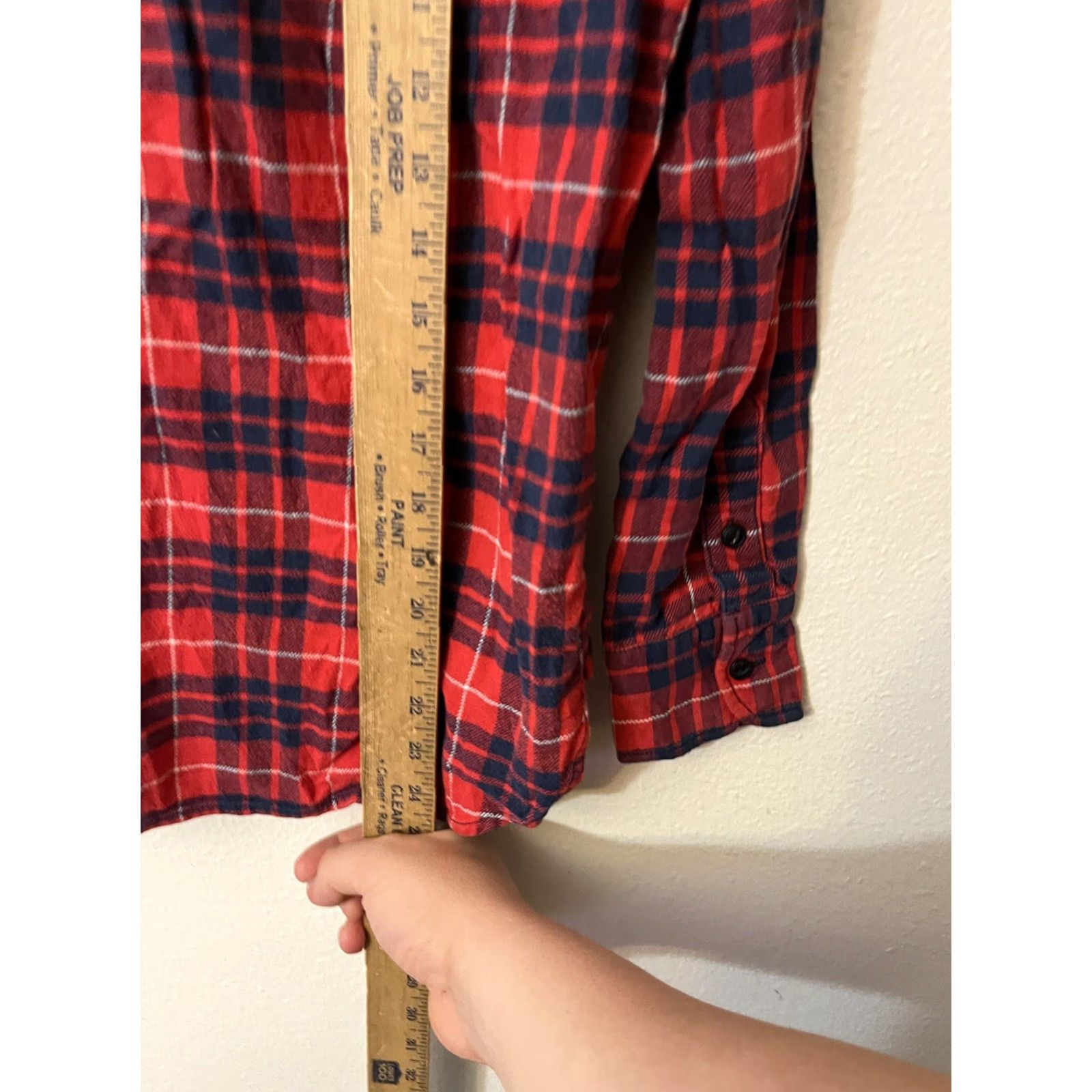 Madewell MADEWELL Plaid Flannel Cargo Workshirt Button-Down Shirt XS Womens Red Plaid Size XS Size XS / US 0-2 / IT 36-38 - 4 Thumbnail