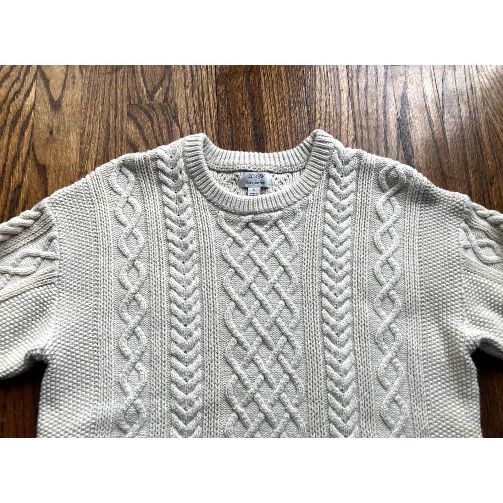 J.Crew VINTAGE J.CREW Sweater Womens Large Ivory Cable-Knit Cotton Classic Preppy Pullover L Womens Size L / US 10 / IT 46 - 4 Thumbnail