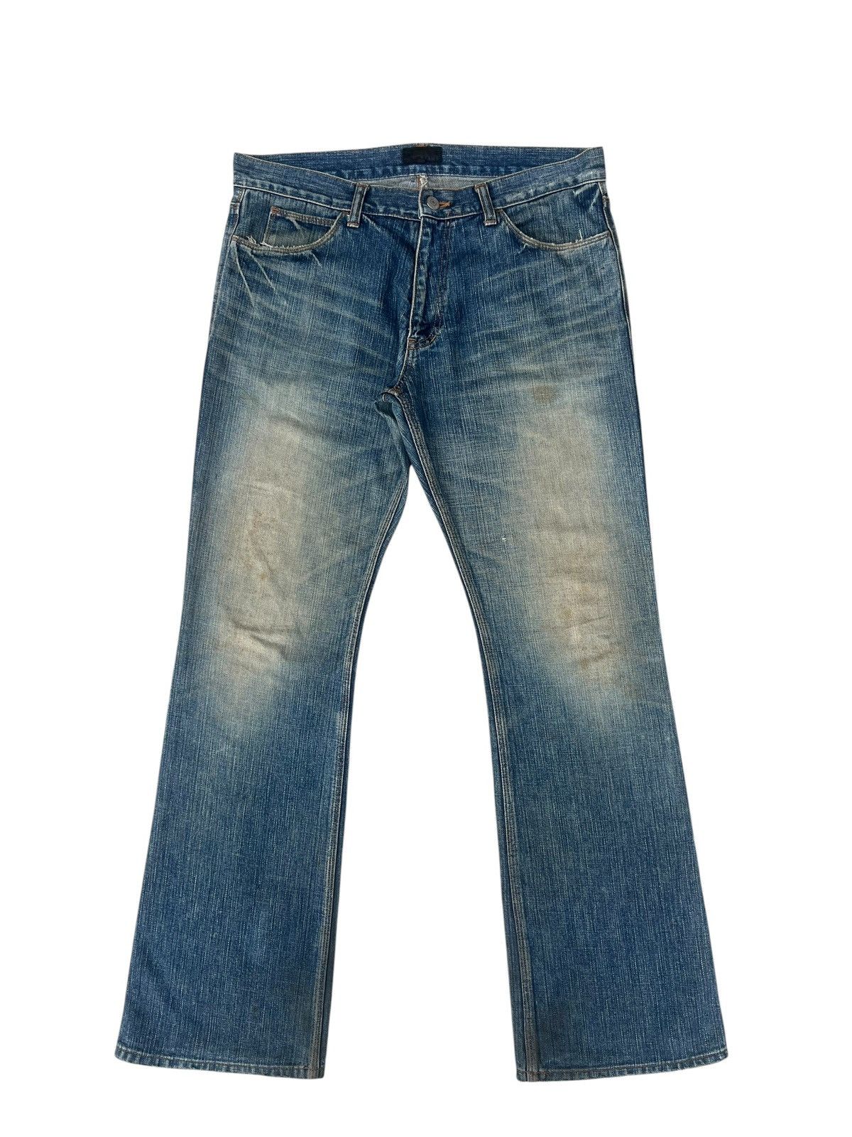 Beams Japan Vintage 90s Beams Japan Aging Dirty Mud Denim Flare Jeans Size US 32 / EU 48 - 1 Thumbnail