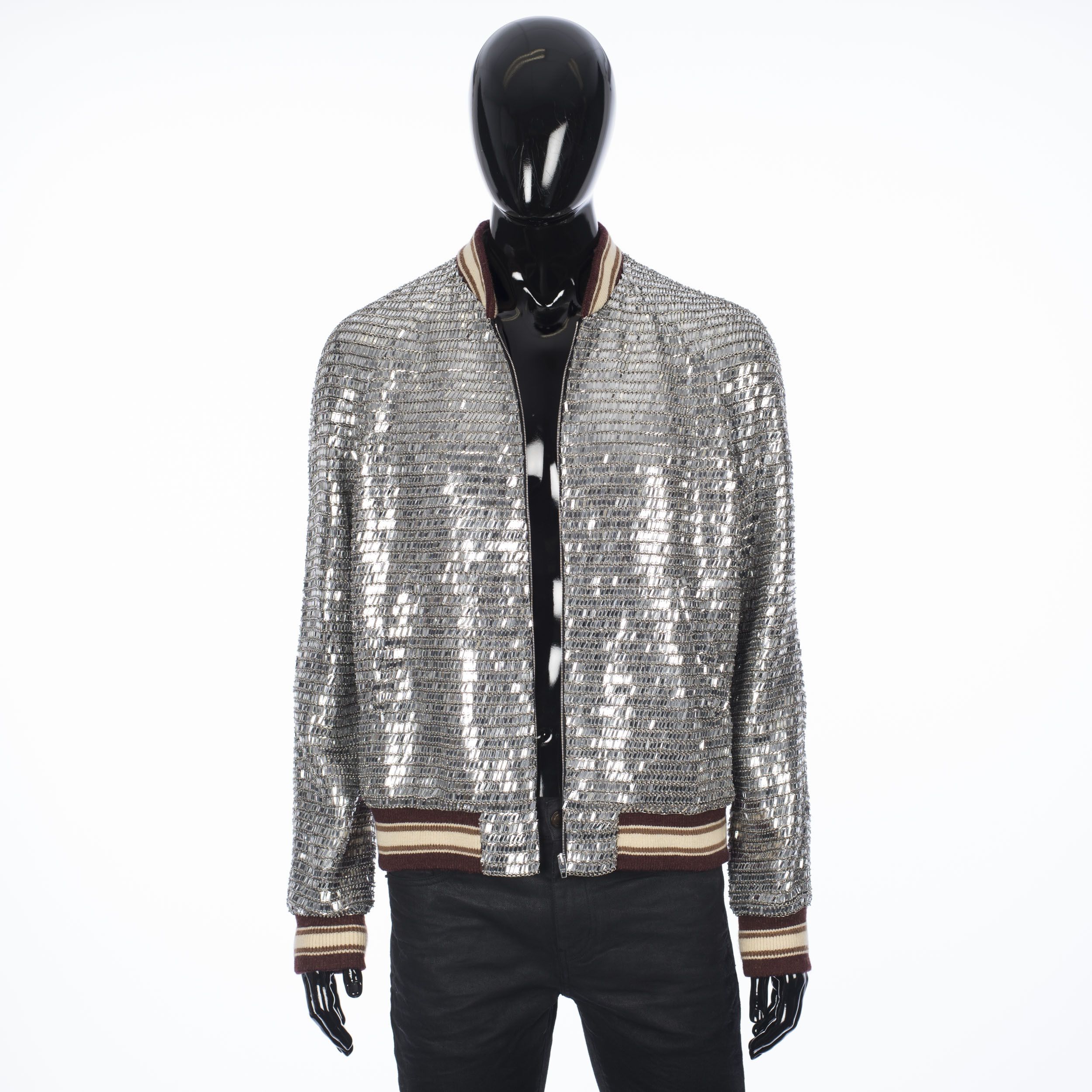 Celine Silver Mirror Embroidered Teddy Jacket Size US M / EU 48-50 / 2 - 1 Thumbnail
