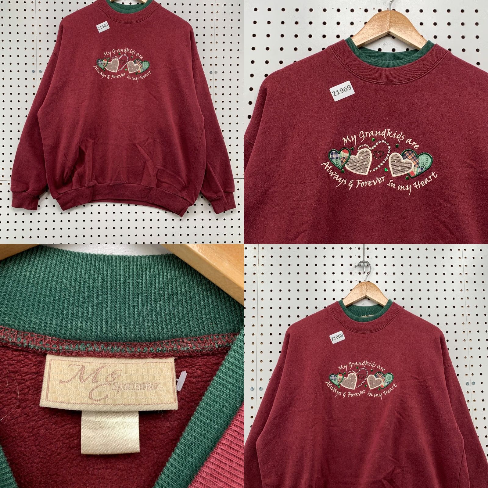 Vintage M&C Sportswear Sweatshirt Red Heart Love Embroidered Women Large Crewneck Size L / US 10 / IT 46 - 8 Thumbnail