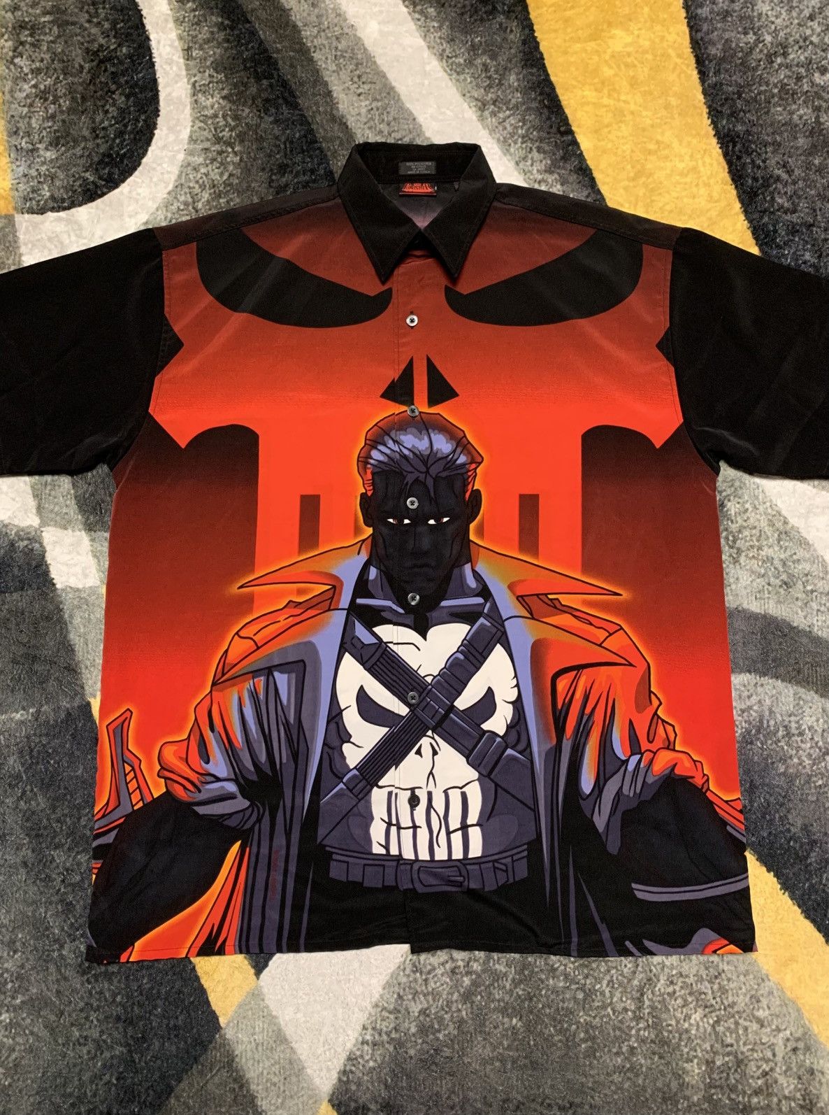 Vintage Punisher Shirt Button Up Marvel Size ONE SIZE - 1 Thumbnail