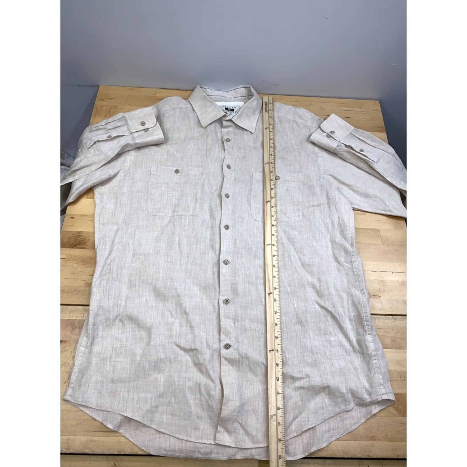 Joseph Abboud Joseph Abboud Linen Button Up Shirt Men XLT Beige Casual Lightweight 13213 Size US XL / EU 56 / 4 - 3 Thumbnail