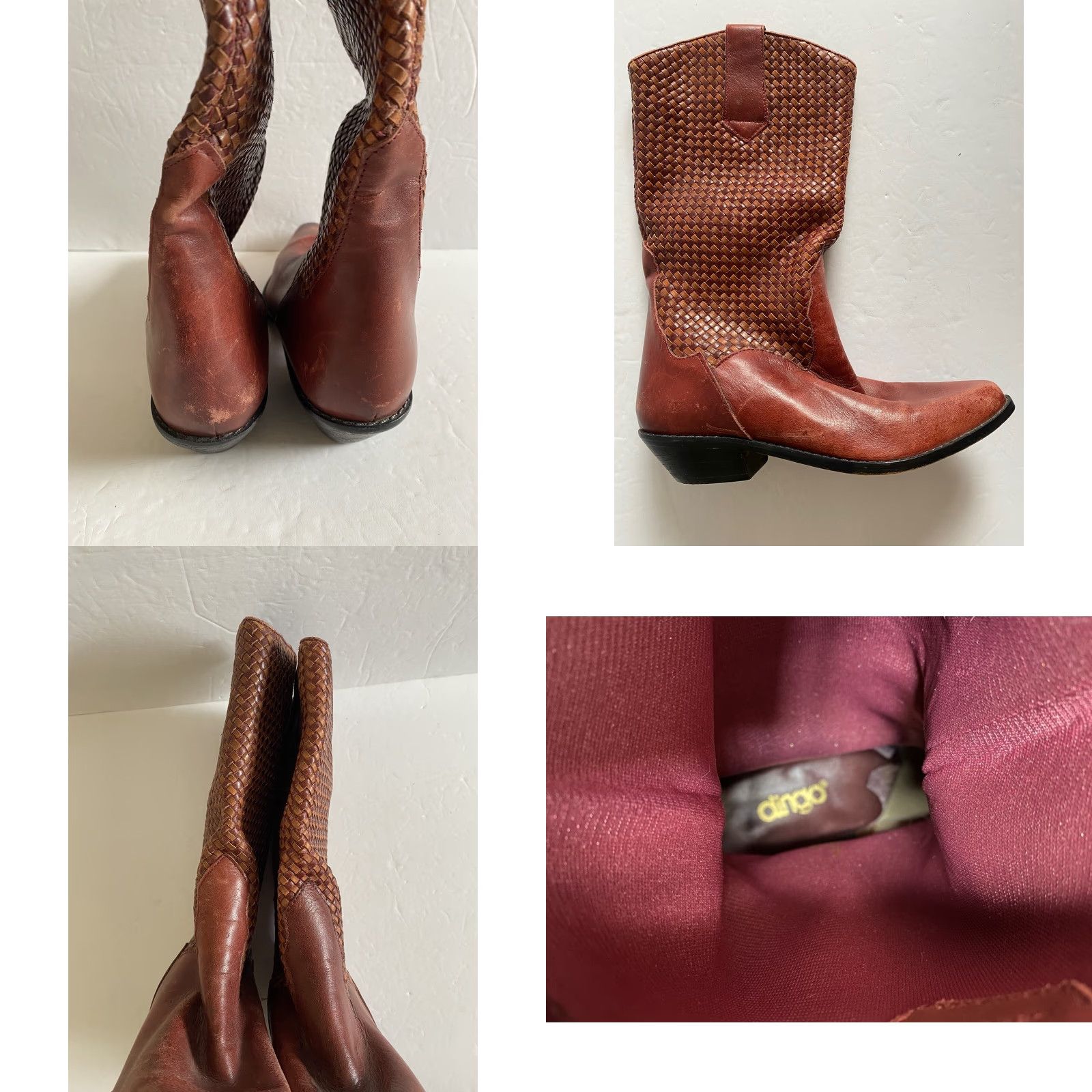 Vintage Dingo Boots Womens 7M Brown Woven 12-18293 Pull On Size US 7 / IT 37 - 8 Thumbnail
