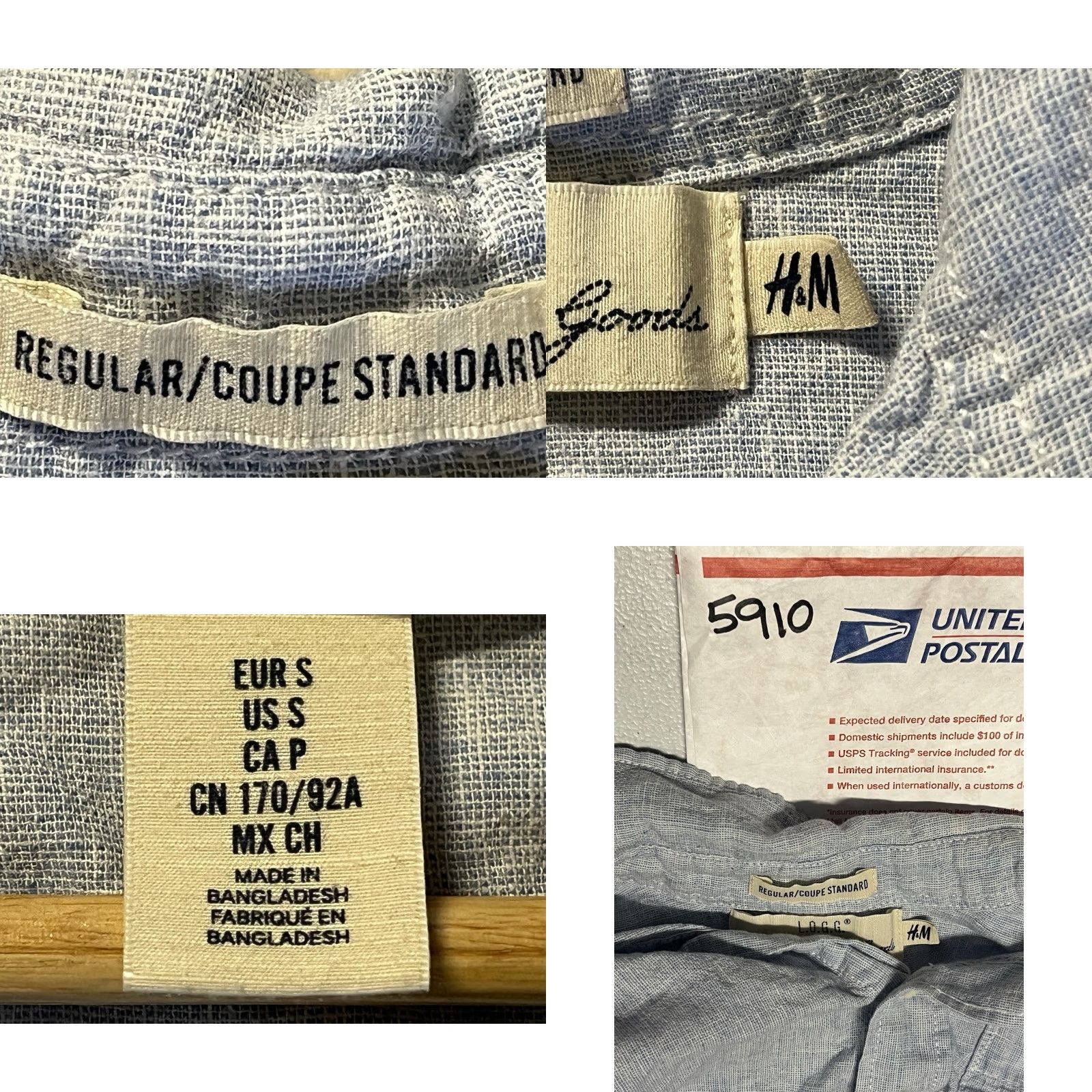 H&M Label Of Graded Goods Shirt Button-Up Short Sleeve Mens S Blue Cotton Knits Collared Breathable Pockets Button-Down Size US S / EU 44-46 / 1 - 8 Thumbnail