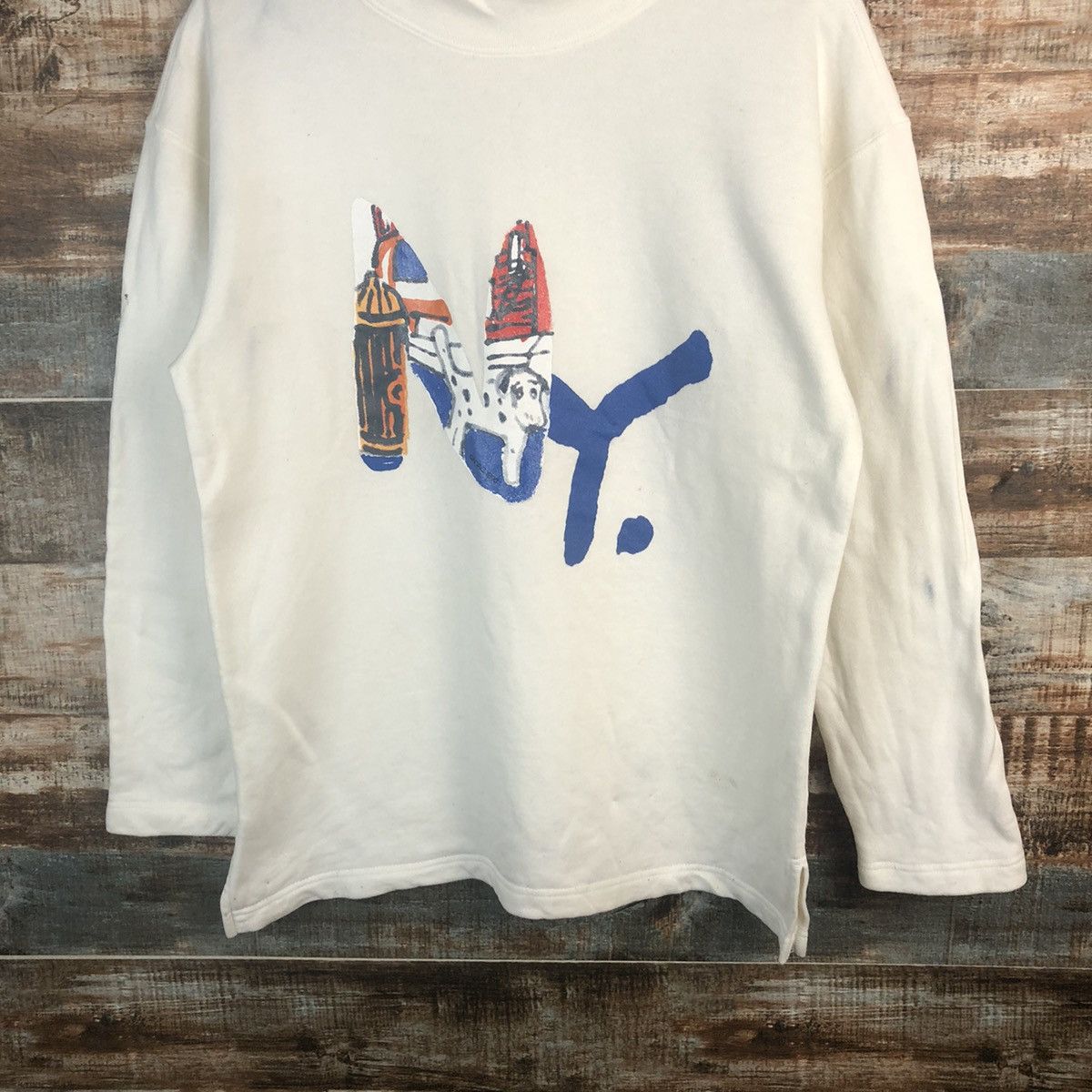 Vintage Mawnattaners NY vintage White Sweatshirt #A1289 Size US M / EU 48-50 / 2 - 3 Thumbnail