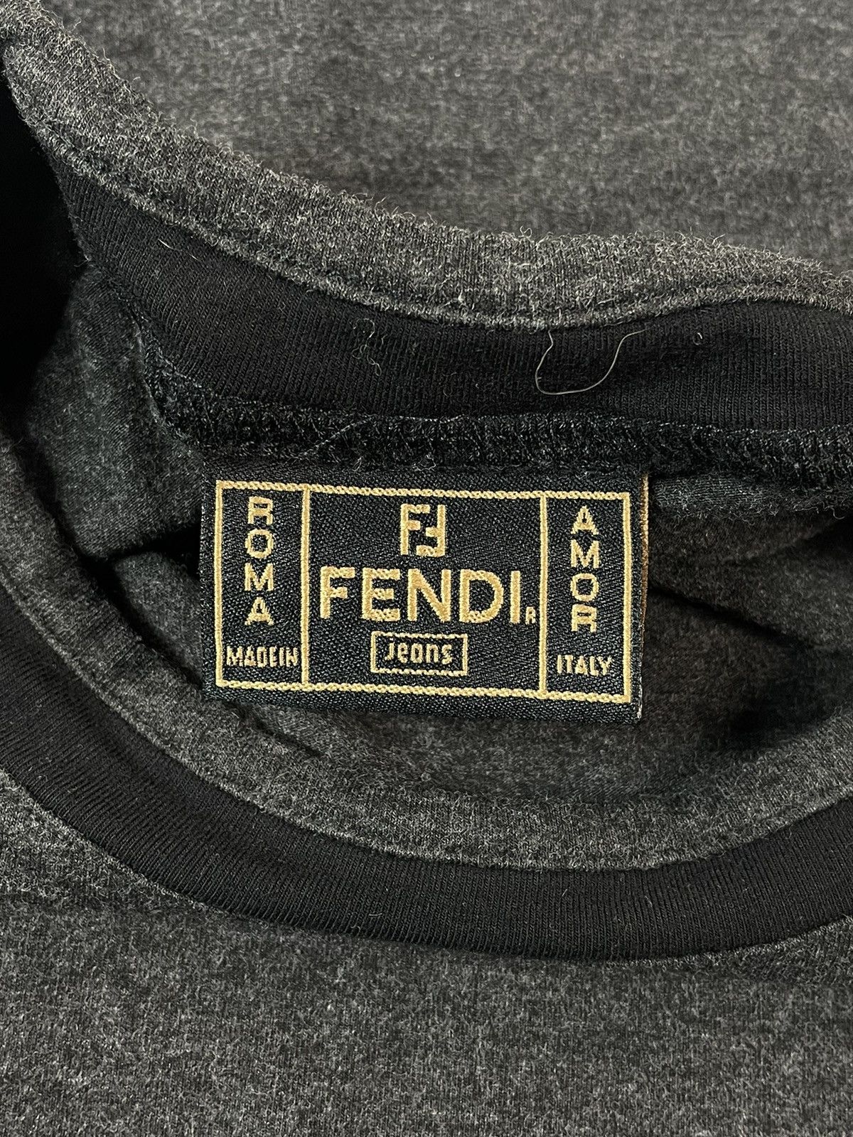 Fendi × Vintage Vintage 90s Fendi Jeans FF Graphic Logo Longsleeve Gray Size M / US 6-8 / IT 42-44 - 6 Thumbnail
