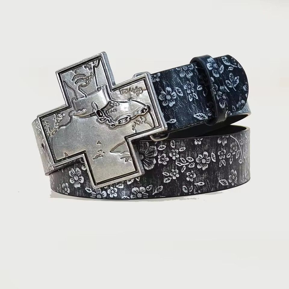 Japanese Brand Cros Buckle PU Leather Belt 100 cm Size 30 - 2 Thumbnail