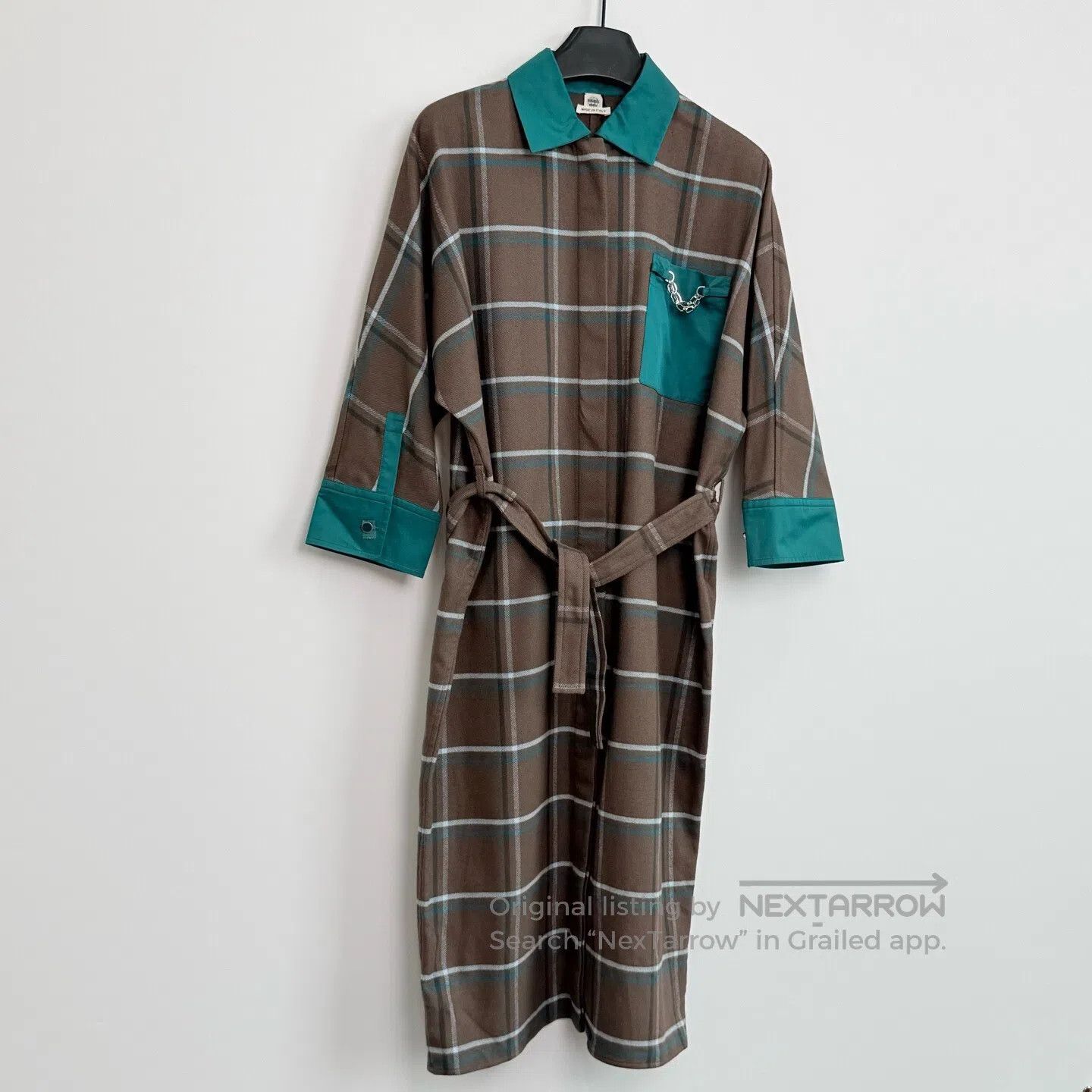 Hermes Hermes Brown and Green Plaid Shirt Dress| Size XXS / US 00 / IT 34 - 1 Thumbnail