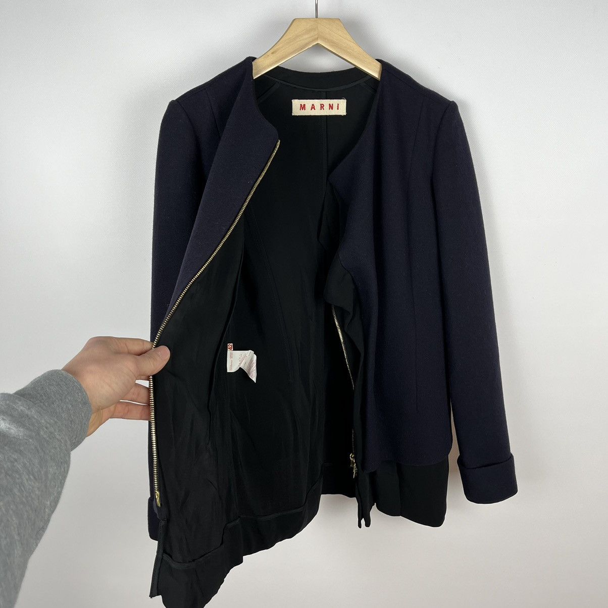 Marni Luxury Marni Navy & Black wool coat Size M / US 6-8 / IT 42-44 - 9 Thumbnail