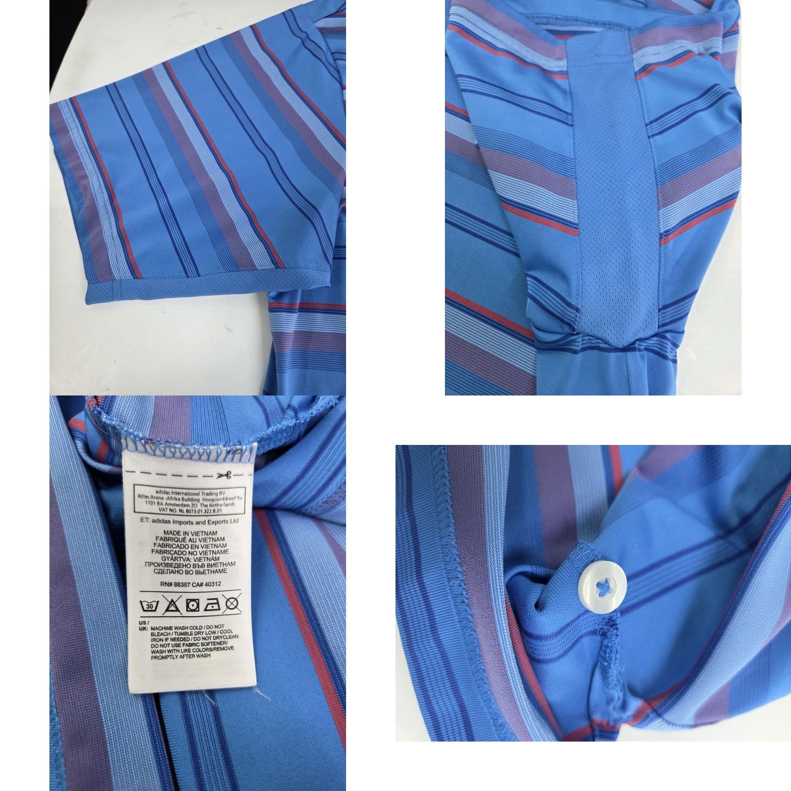 Adidas Adidas Golf Polo Shirt Mens ClimaCool Blue Striped Short Sleeve XL Size US XL / EU 56 / 4 - 8 Thumbnail