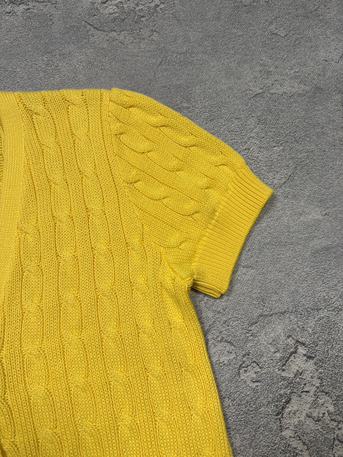 Polo Ralph Lauren Polo Ralph Lauren Women's Yellow Cable-Knit Cotton Cardigan Size L / US 10 / IT 46 - 5 Thumbnail