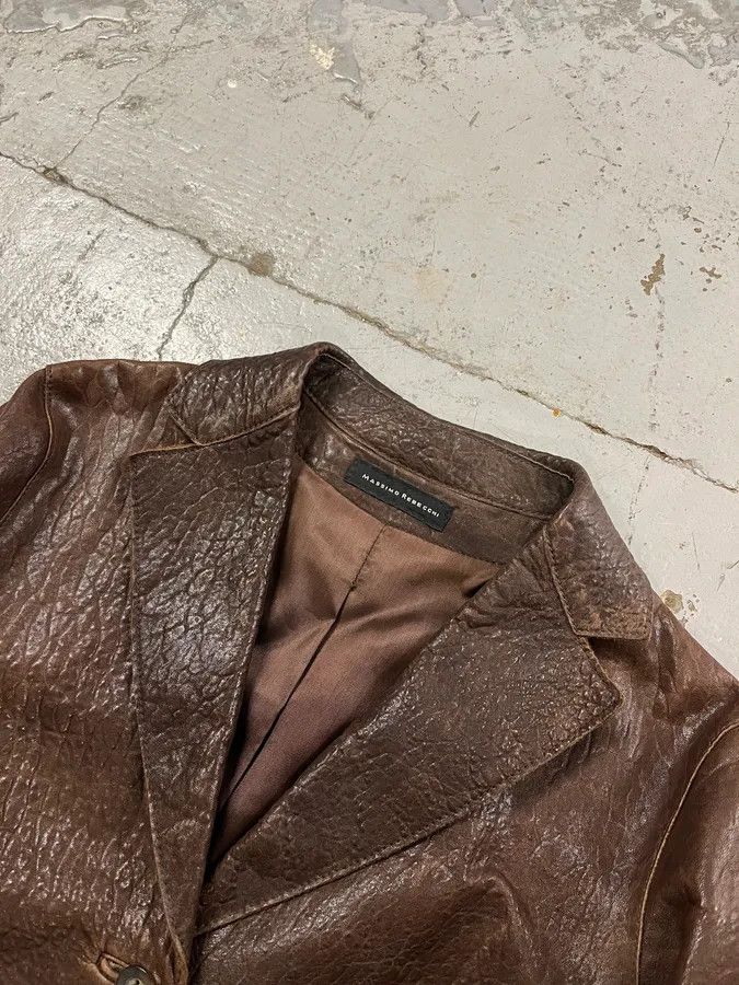 Vintage 1990s Massimo Rebecchi Textured Brown Leather Blazer Jacket Size US S / EU 44-46 / 1 - 9 Thumbnail