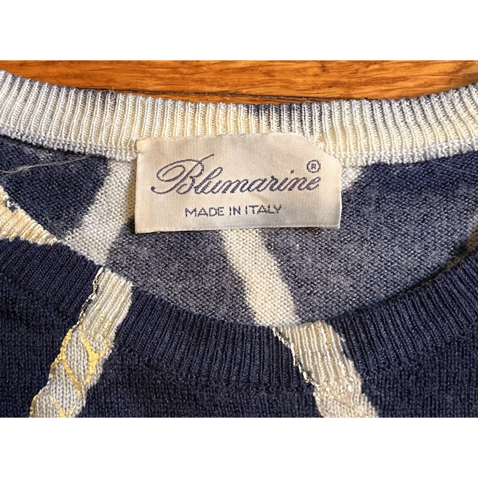 Blumarine VINTAGE Blumarine Bow Knot All Over Print Wool Sweater Women’s L Blue Italy Size L / US 10 / IT 46 - 5 Thumbnail