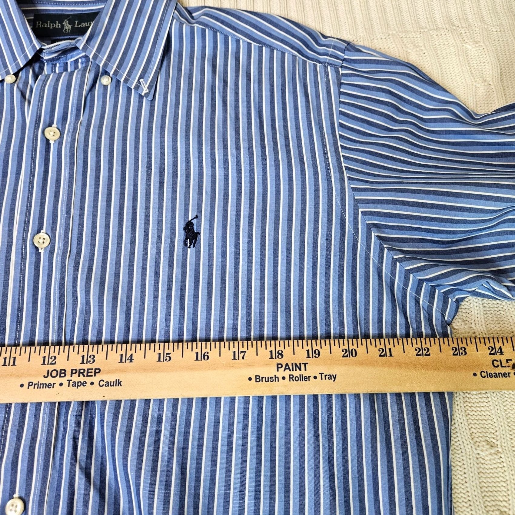 Ralph Lauren Ralph Lauren Men’s Button-Up Shirt 15 Blue 100% Cotton Long Sleeve Regular Fit Collared Stripe Vintage No N/A Sized Mens XS-XL Not Applicable Size US M / EU 48-50 / 2 - 3 Thumbnail