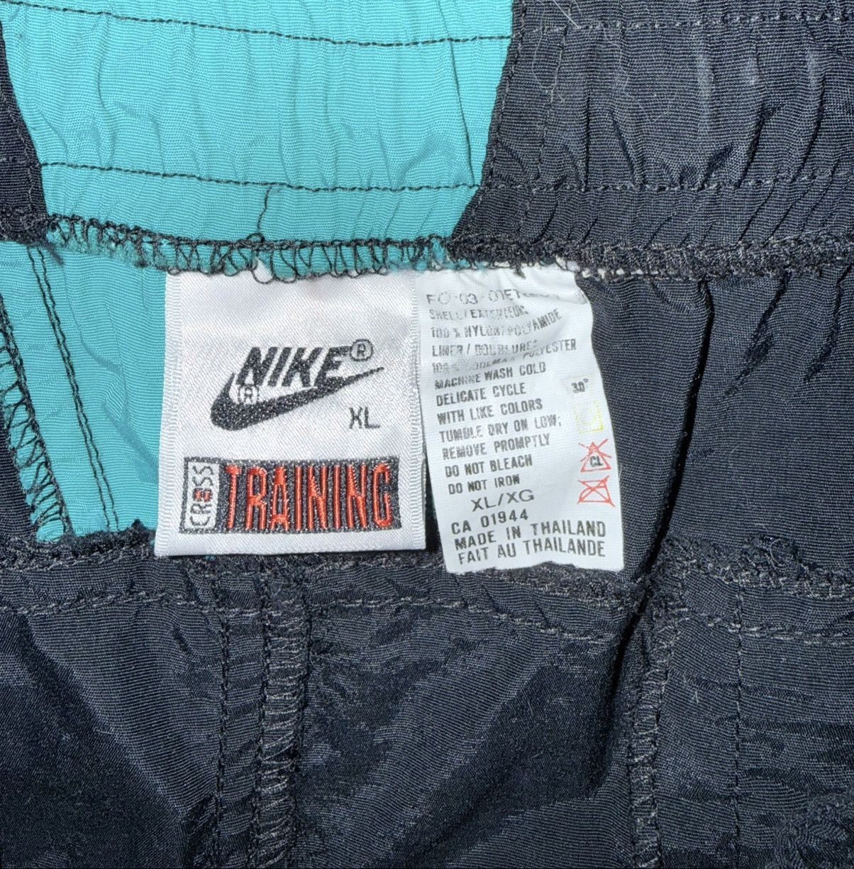Nike Vintage 90s Nike Cross Baggy Black & Teal Blue Track Pants Size US 38 / EU 54 - 4 Thumbnail