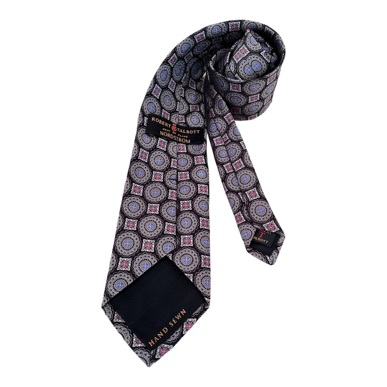Robert Talbott ROBERT TALBOTT Gray Medallion Print Silk Tie Hand Swin In US Size ONE SIZE - 2 Thumbnail