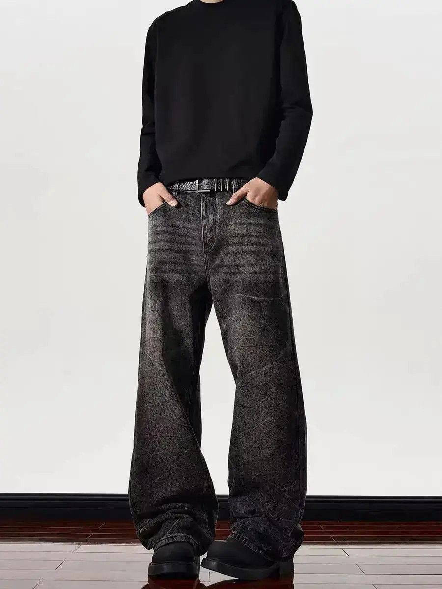 Japanese Brand Washed black baggy vintage jeans Size US 32 / EU 48 - 1 Thumbnail