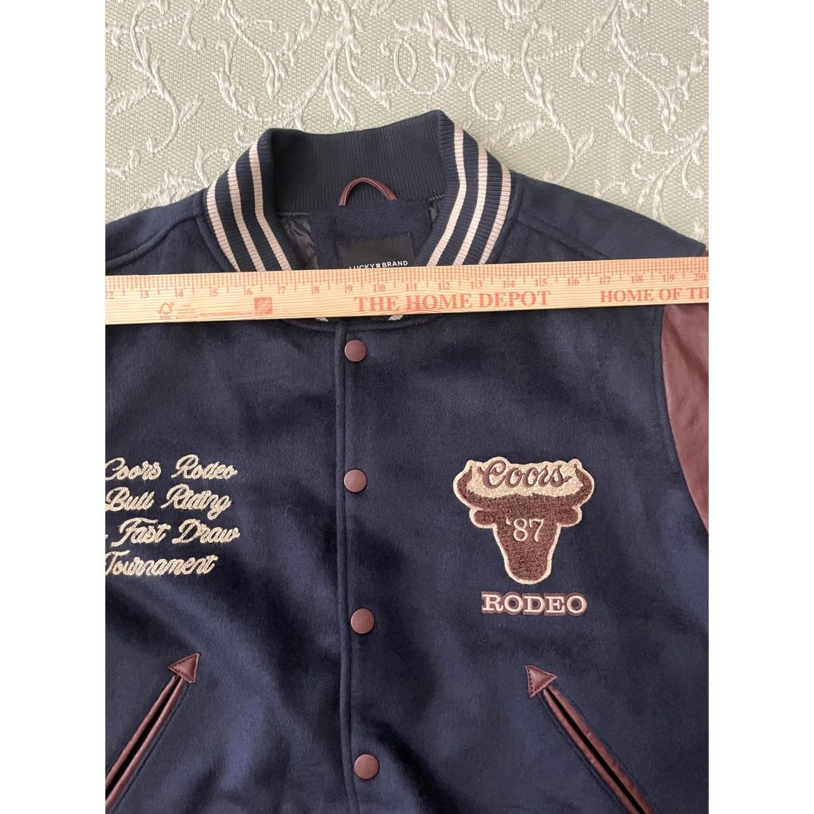 Lucky Brand {'classification': 'Product Title', 'Lucky Brand Jacket Mens 2XL Blue Wool Leather Varsity Coors Rodeo Club Beer'} Size US XXL / EU 58 / 5 - 3 Thumbnail