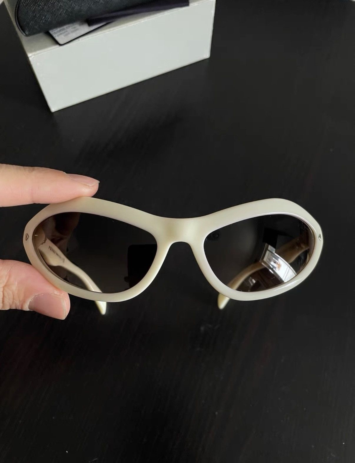 Prada Prada Runway White Irregular Sunglasses Size ONE SIZE - 1 Thumbnail